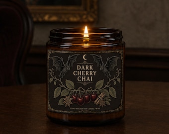 Dark Cherry Chai Gothic Soy Candle for Halloween Decor
