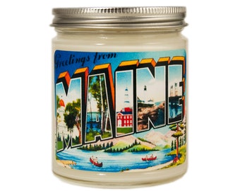 Maine Candle, Homesick Candle,Vintage Maine Postcard Candle Moving Gift