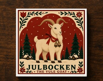 Yule Goat Ceramic Coaster Scandinavian Christmas Decor