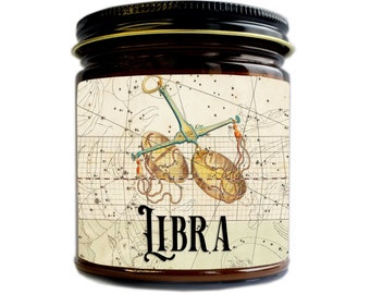 Libra Candle, Zodiac Gift, Personalized Horoscope Candle, Libra Birthday