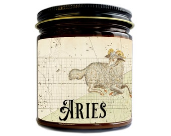 Aries Candle, Zodiac Gift, Personalized Horoscope Candle, Aries Birthday