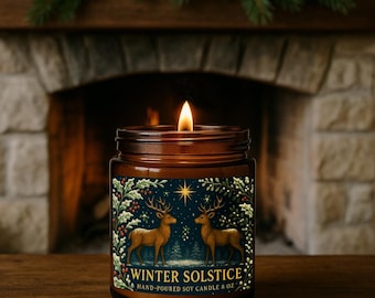 Winter Solstice Yule Candle Woodland Home Holiday Decor