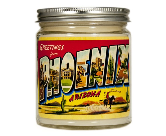 Phoenix Arizona Gift Personalized Postcard Candle Moving