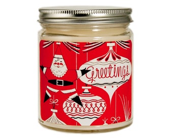 Mid Century Christmas Candle: Scented Soy Candle, Holiday Decor