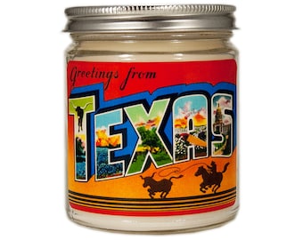 Texas Candle Vintage Postcard Personalized Homesick Scented Candle