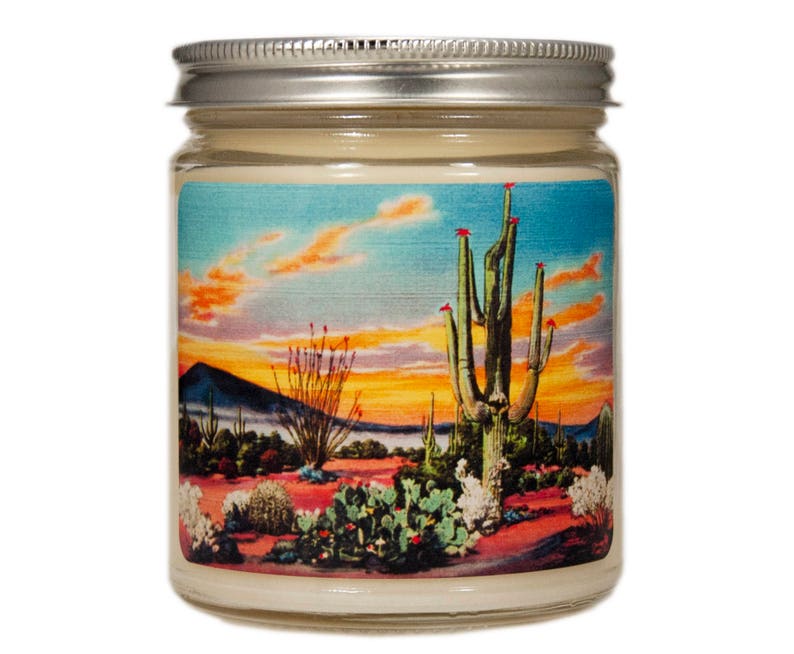 Southwestern Candle Cactus Flower Desert Cactus Candle Etsy