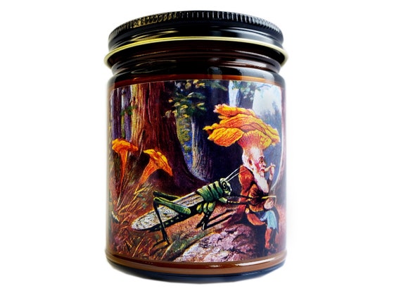 Whimsical Mushroom Man Candle Scented Soy Container Woodland