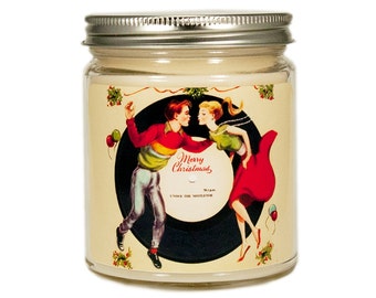 Vintage Style Christmas Soy Candle: Holiday Scented Candle Gift