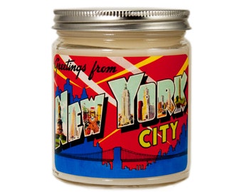 New York City Candle, Personalized New York City Gift, Homesick Candle Vintage New York Postcard Candle Gift