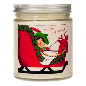 Vintage Christmas Candle: Scented Soy Candle with Elf Decor