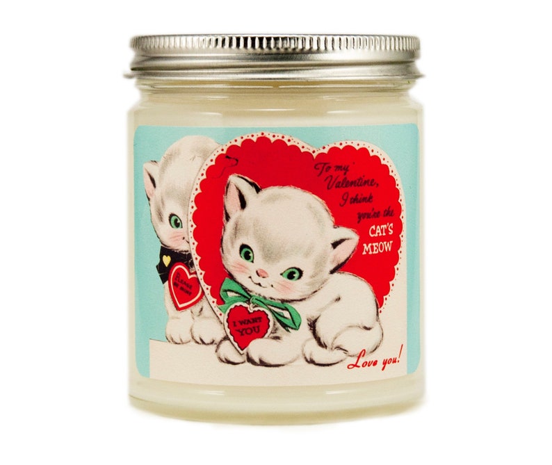 Valentine Candle Gift-Cat's Meow-Personalized Valentine Scented Candle image 1