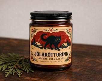 Yule Cat Candle Icelandic Folklore Christmas Candle Jólakötturinn Holiday Decor