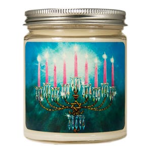 Hanukkah Candle, Hanukkah Decor, Container Candle, Scented Candle, Hanukkah, Chanukah, Vintage Hanukkah,  Holiday Candle, Menorah