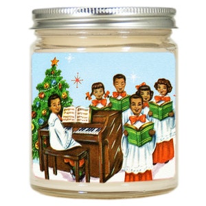 Christmas Candle Children Singing Personalized Soy Holiday Candle African American Vintage Style