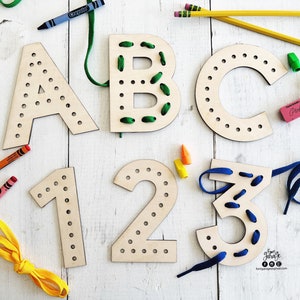 Alphabet Lacing Cards | Number Lacing Cards | Wooden Lacing Cards | School Lacing Board | Custom Initial Lacing Board