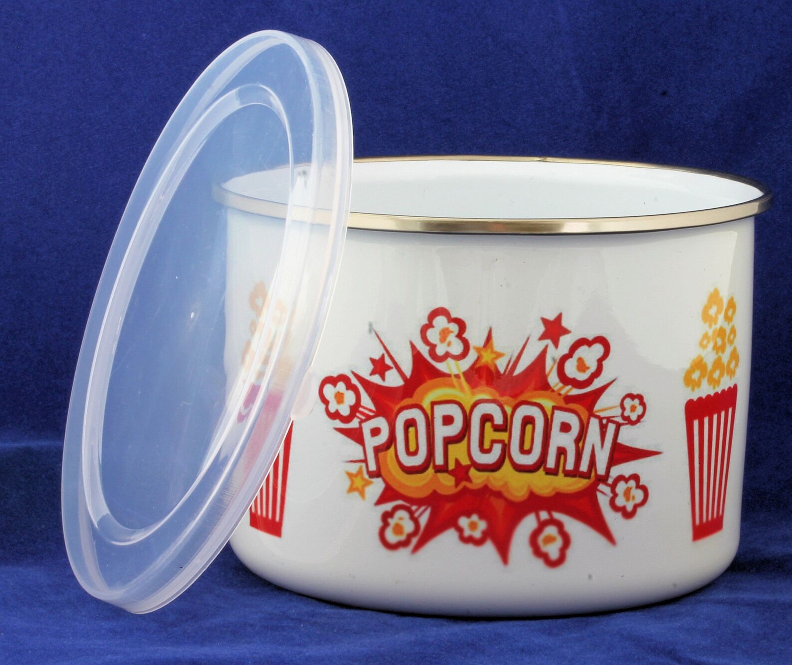 Enamel Popcorn & Snack Bowl With Lid 26oz Etsy