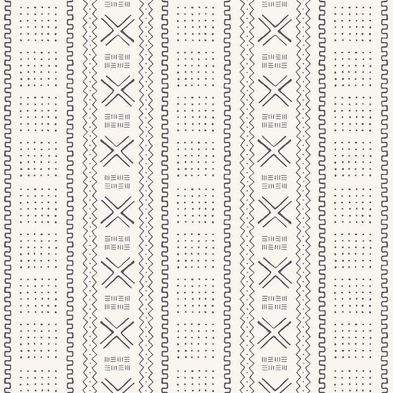 AFRICAN MUDCLOTH IVORY Peel and Stick Removable Wallpaper Abstract Black /& White Boho Wall Decor 8x10 Quick-Ship Samples Modern