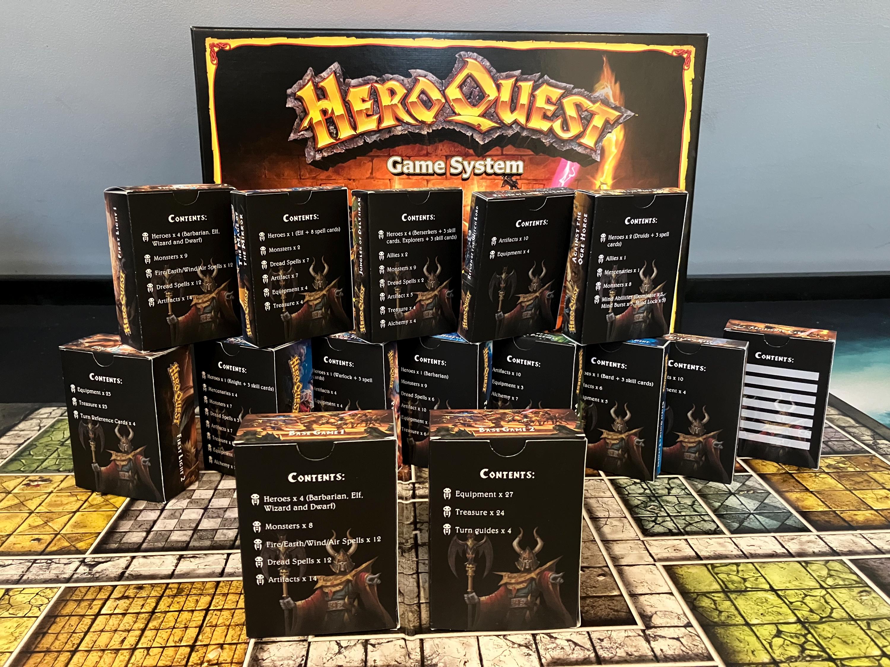 Heroquest Tuck Boxes for Base Game and All Expansion's Playing