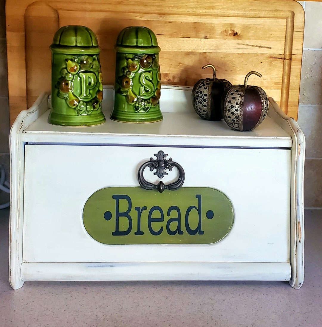 Solid Wood Bread Box and Matching Utensils and Napkin Box FREE Etsy