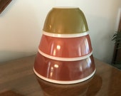 Vintage Americana Fall Colored Pyrex Nesting Bowl with White Rim Set 402 403 404