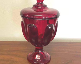 Vintage Viking Epic Ruby Red Candy Jar With Lid - 6812