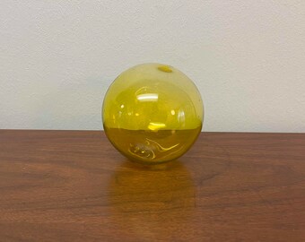 Vintage Yellow Glass Orb Sphere - Fishing Float