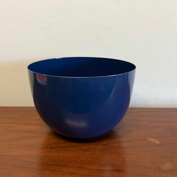 Vintage Mid Century Modern Navy Blue Enamel Bowl