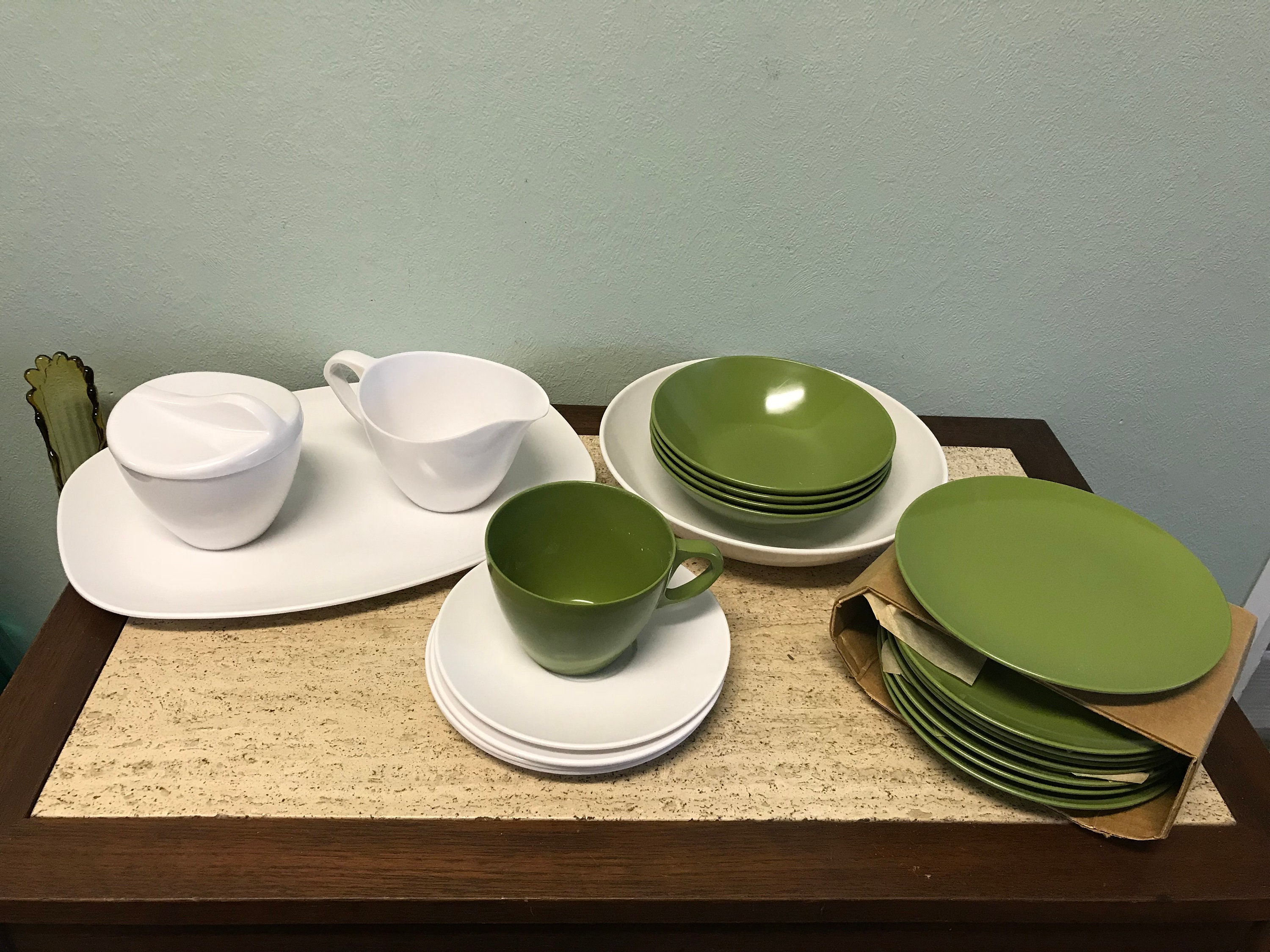 Brookpark Melmac Green Dinnerware Boxed Set of 45 Assiettes Etsy