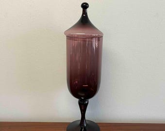 Vintage Purple Glass Apothecary Jar - Empoli Italy - 18 3/4"