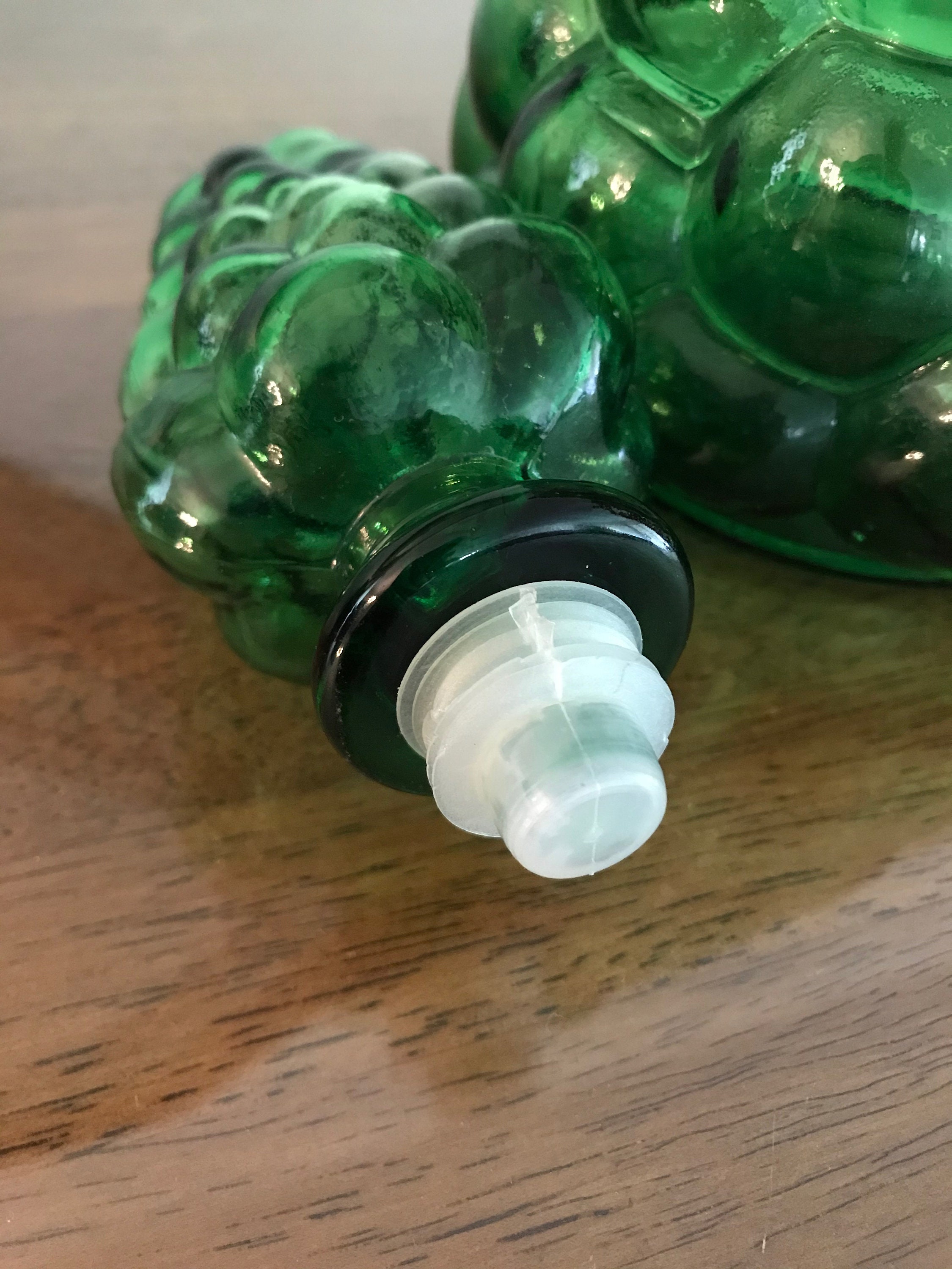 Vintage Green Bubble Genie Bottle Decanter with Stopper Etsy