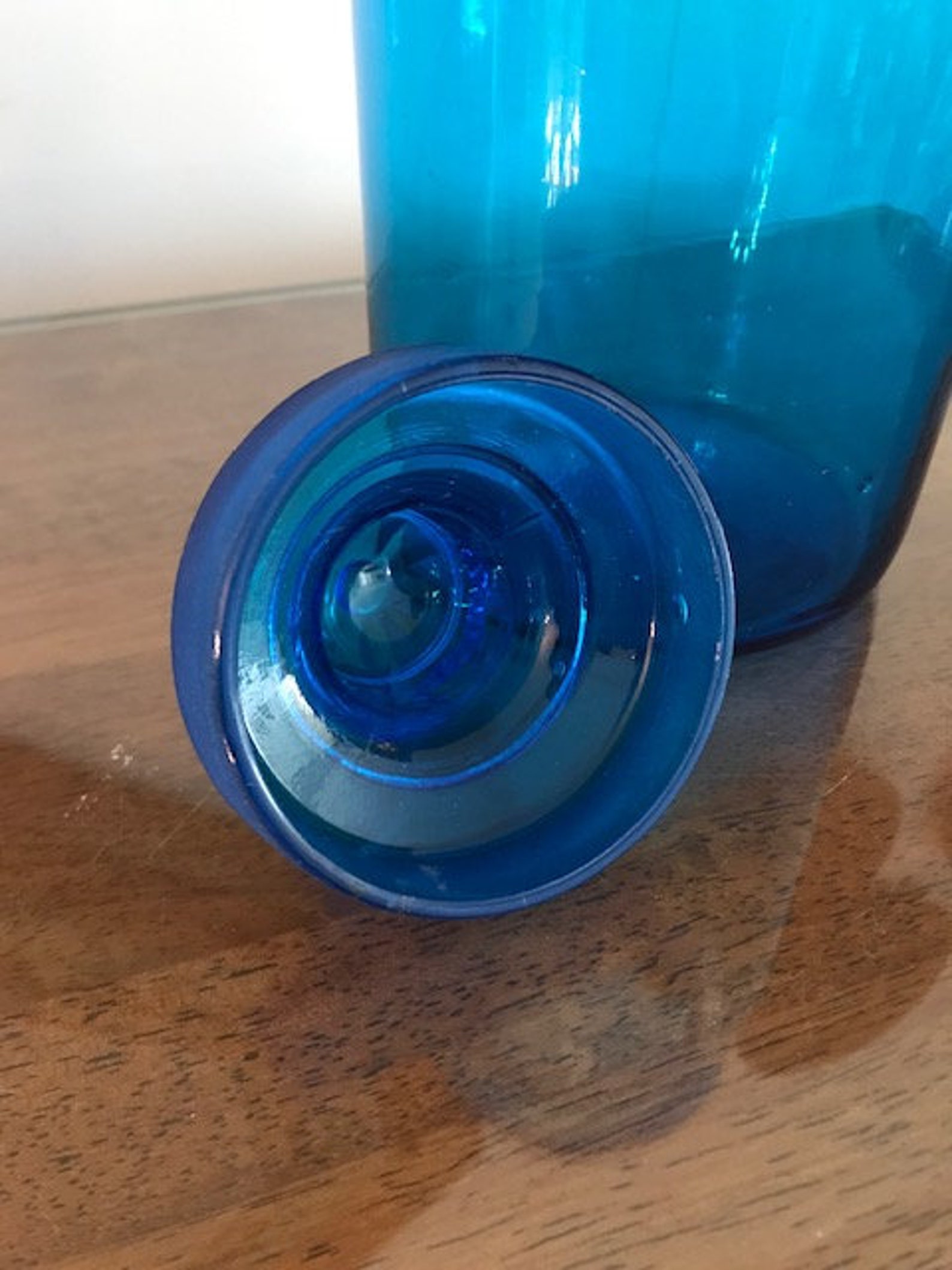 Vintage Blue Glass Container Jar Etsy