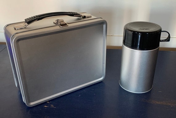 Plain Metal Lunch Box and Thermos Bottle