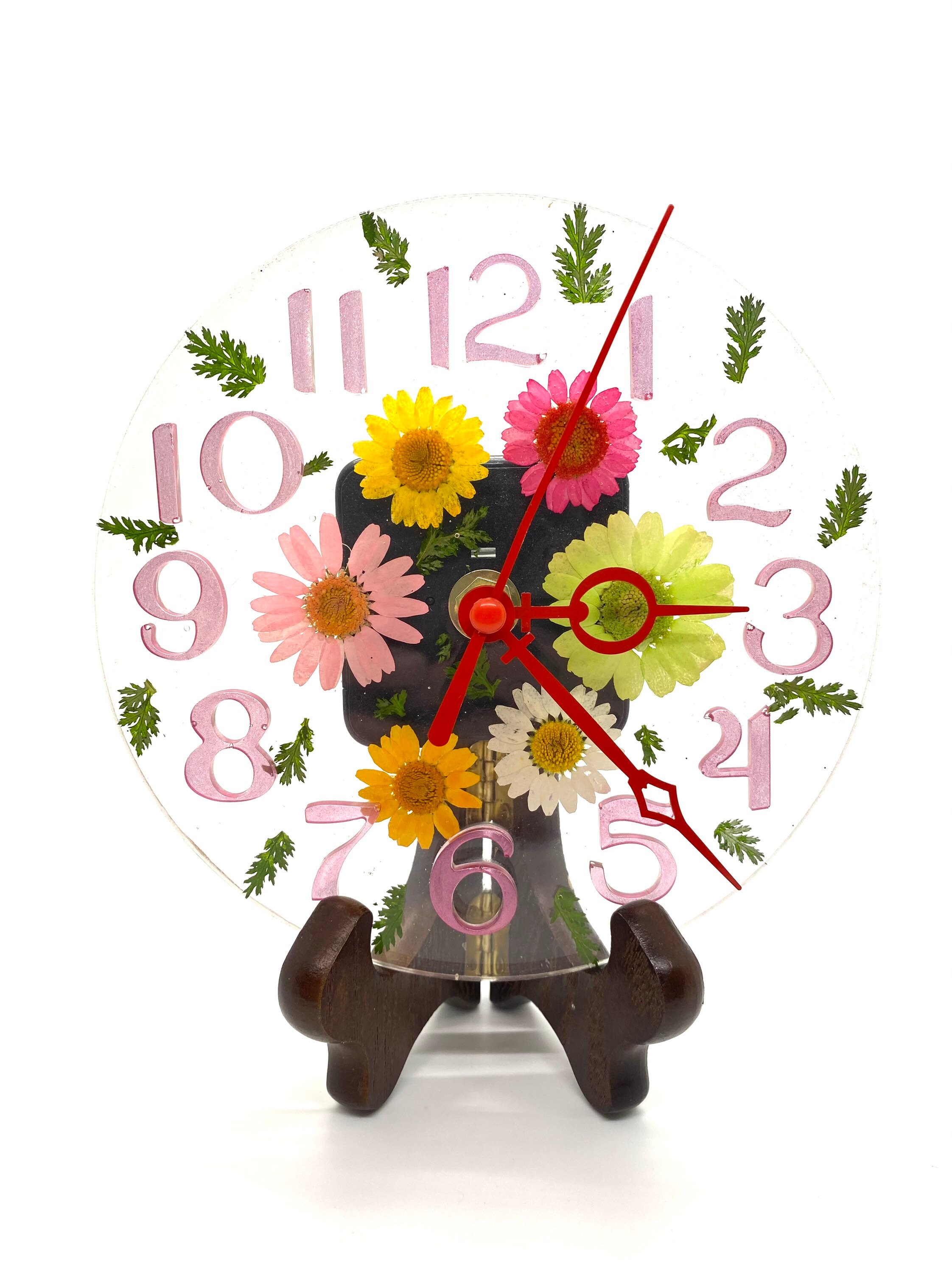 Resin Clock Flower Clock Real Flowers Dried Flowers Etsy