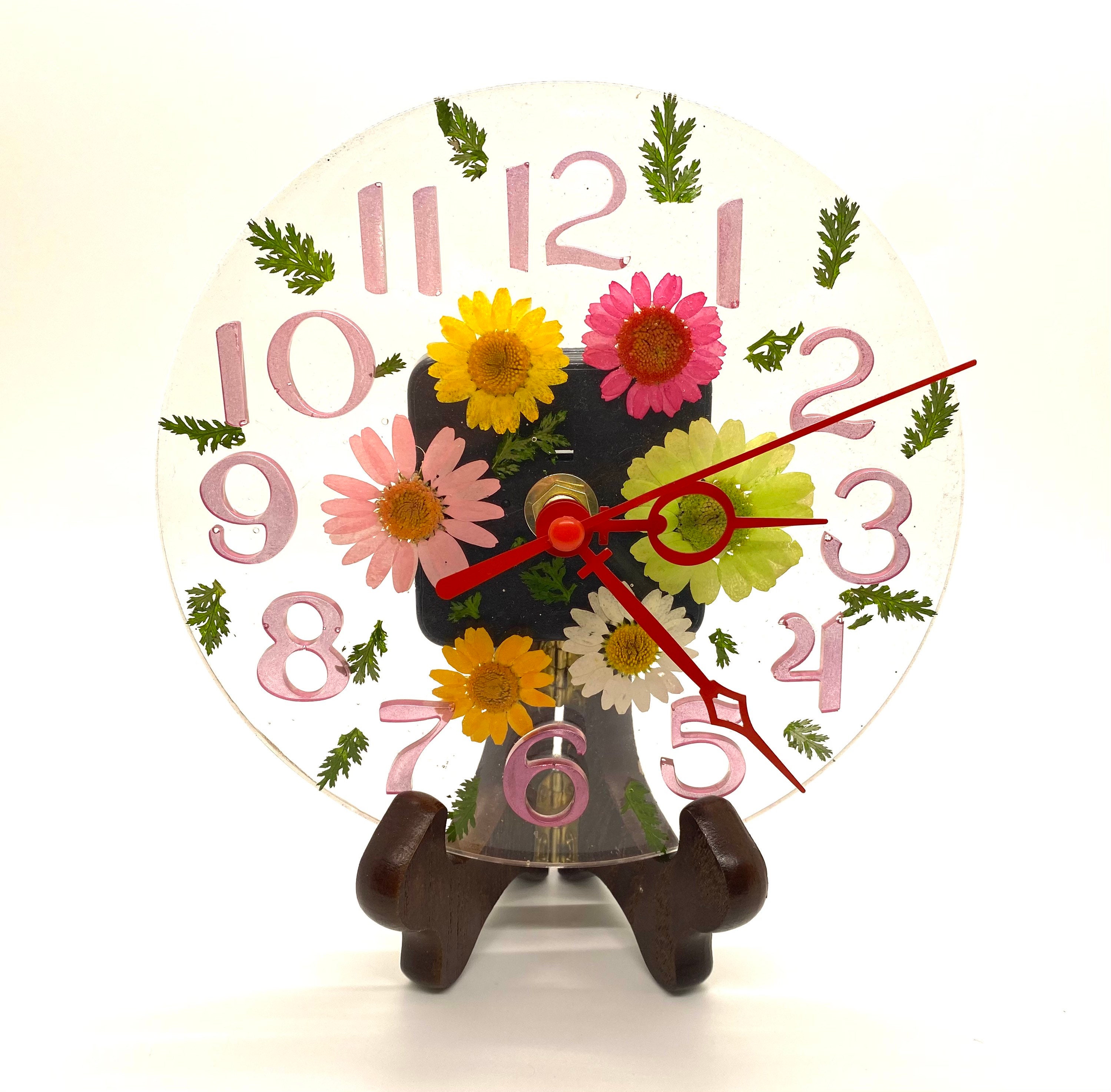 Resin Clock Flower Clock Real Flowers Dried Flowers Etsy