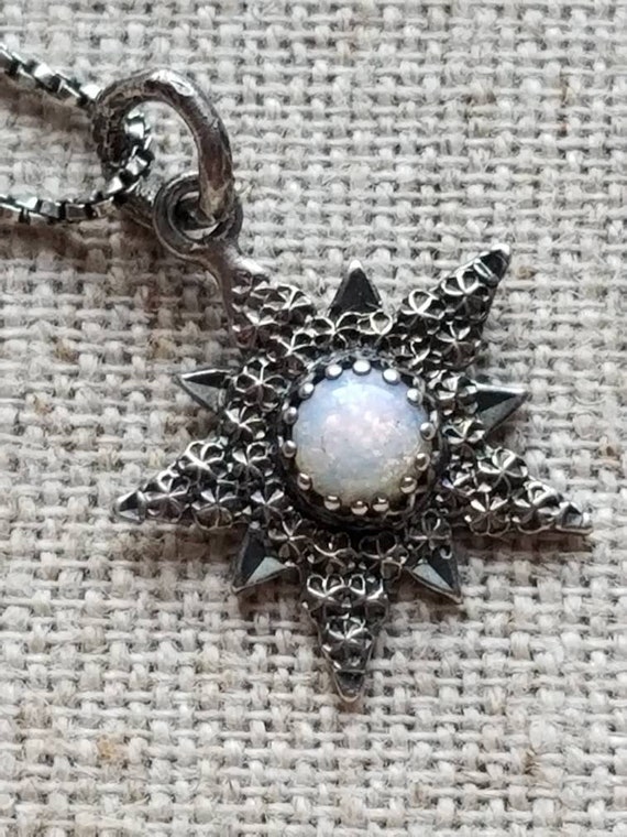 Antique Sterling Silver Art Nouveau STAR Necklace… - image 1