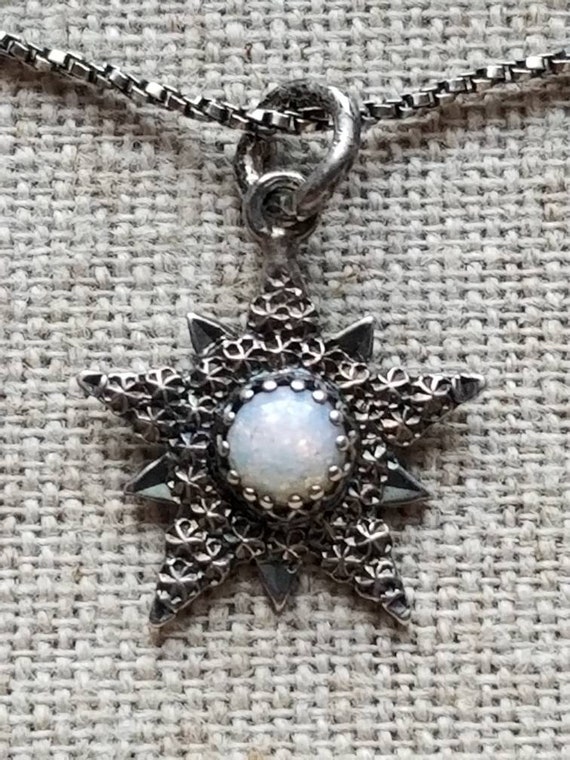 Antique Sterling Silver Art Nouveau STAR Necklace… - image 3