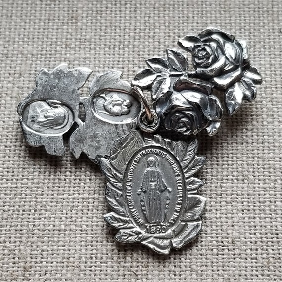 Antique Vintage STERLING SILVER Rose Slide Miracu… - image 2