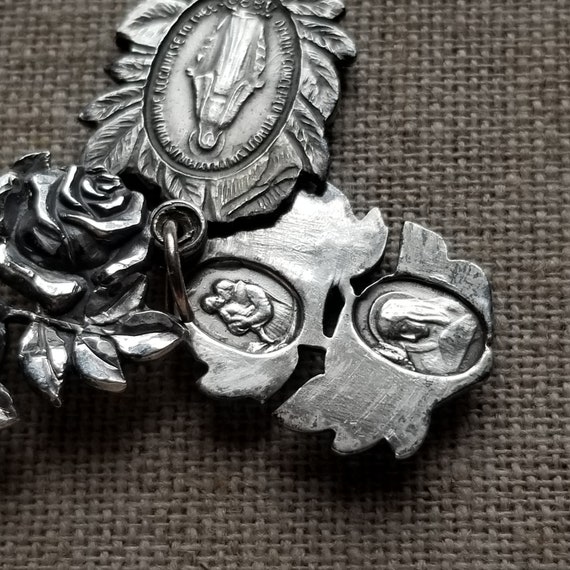 Antique Vintage STERLING SILVER Rose Slide Miracu… - image 3