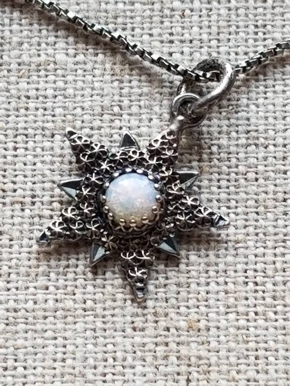 Antique Sterling Silver Art Nouveau STAR Necklace… - image 4