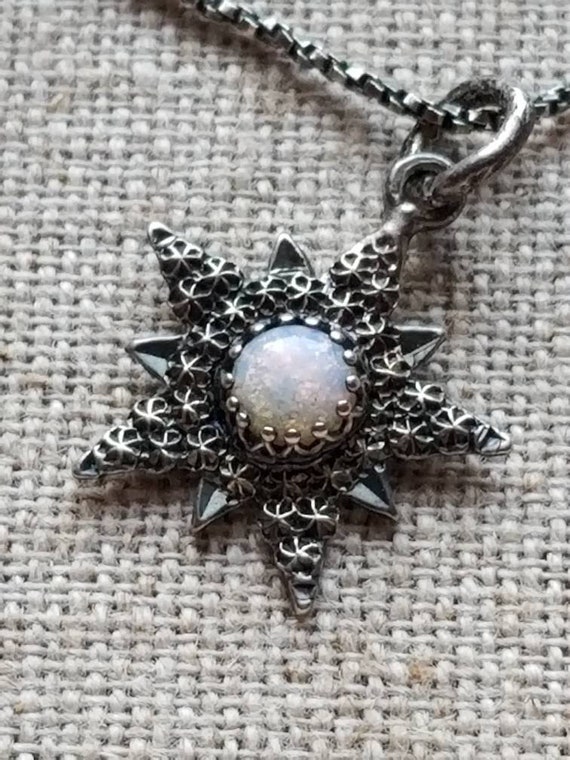 Antique Sterling Silver Art Nouveau STAR Necklace… - image 5