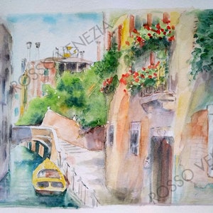 Venezia Acquerello Originale - Acquarello scorcio veneziano - Dipinto Venezia - Opera d'arte originale di Venezia - Regalo d'arte per lei