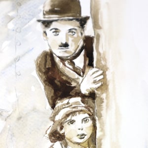 Charlie Chaplin Il Monello Acquerello Originale - Arte Charlie Chaplin - Dipinto Made in Italy - Idea regalo amante cinema
