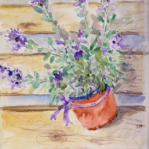 Acquerello Lavanda - Dipinto con fiori di lavanda - Acquerello di fiori - Lavanda acquerello originale - Regalo compleanno donna