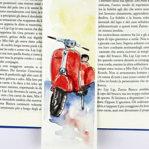 Segnalibro Vespa 50 - Segnalibro Acquerello originale - Pittura ad acquerello Vespa rossa su segnalibro - Regalo lettore - Regalo studente