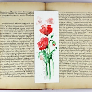Poppy Bookmark - Watercolor Painting Poppy on Bookmark - Gift Idea for Women - Gift for Readers - Watercolor Poppies - Art original