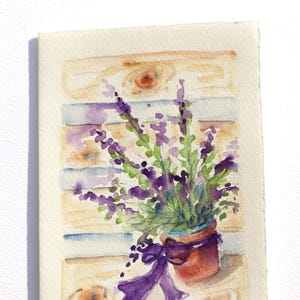 Lavender flowers Original Watercolor - Watercolor greeting card handpainted - Greeting card with lavender - Easter Birthday Greeting Card