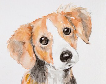 Watercolor pet portrait from photo, Personalized hand-painted dog and cat gift