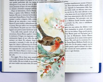 Robin Watercolor Bookmark - Painting of Birds on Bookmark - Gift for Reader - Illustration of Birds - Handmade Bookmarks - Gift for Teacher