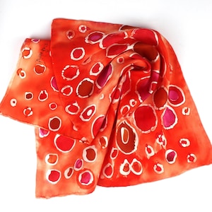 Hand-painted silk red pocket square, Men's pocket square, Gift for him