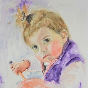 Ritratto commissione da foto - Ritratto bambini Acquerello su commissione - Ritratto persone Regalo Personalizzato